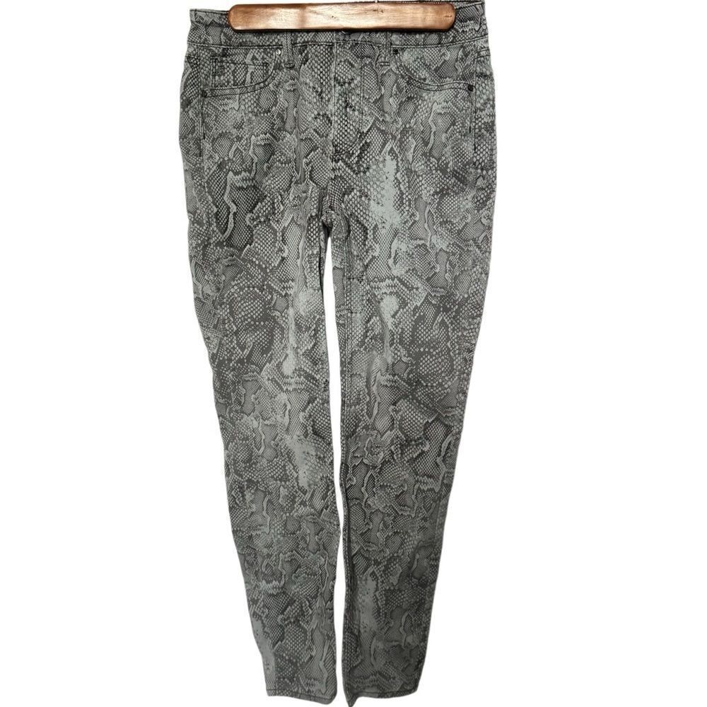 White House Black Market High Rise Skinny Ankle Animal Print Pants Jeans